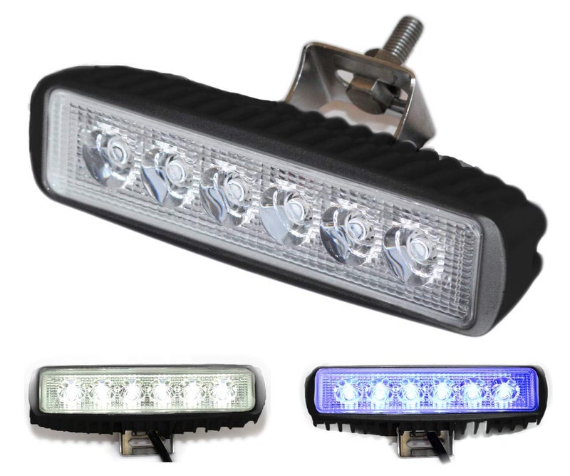 Wave One Marine Dual Color LED Boat Spreader Light Deck Flood Beam Stainless Hardware & Bracket IP68 Waterproof Multicolor Bright High Lumen Output (Black Housing, White & Blue) - Image 1